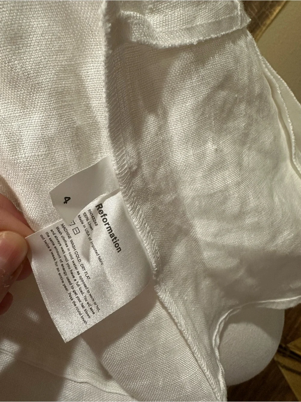 Reformation Anton Linen Button Front Puff Sleeve Top White Size 4